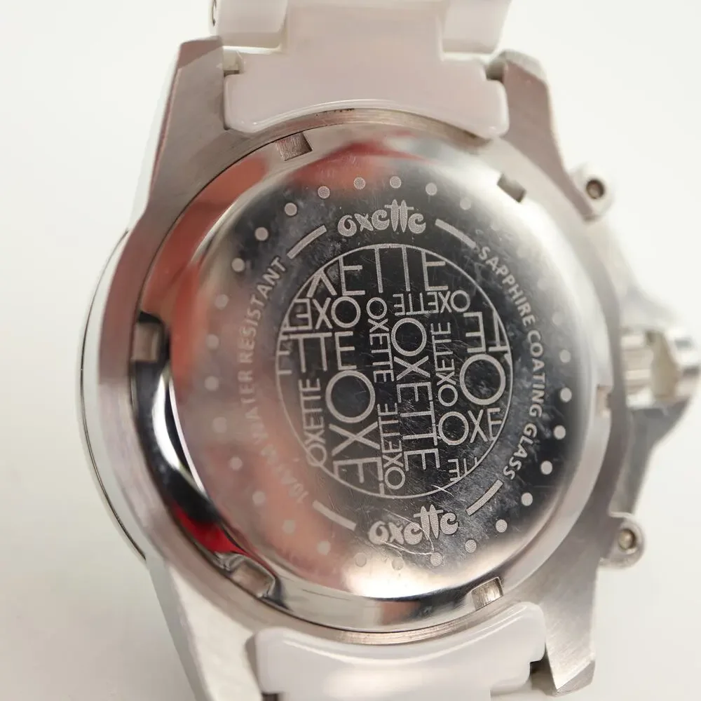 Oxette White Ceramic Pave 38mm Unisex Watch Iced Date Sapphire Coat New Battery